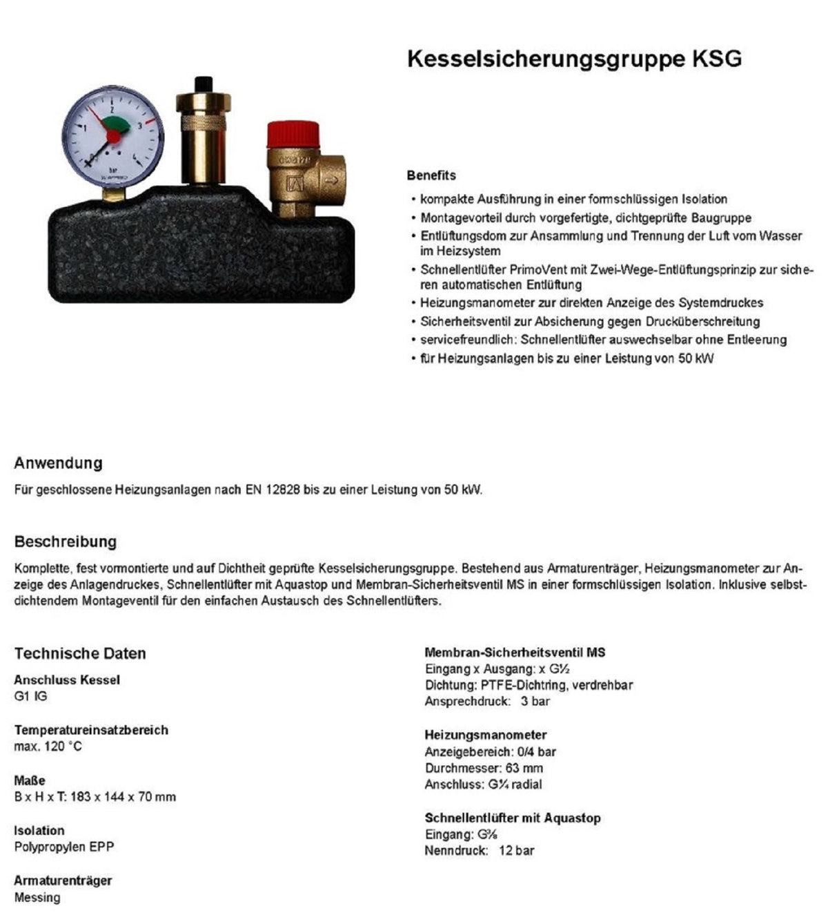 Afriso Kesselsicherheitsgruppe bis 50kW Kesselgruppe 1" Sicherheitsventil 3 bar