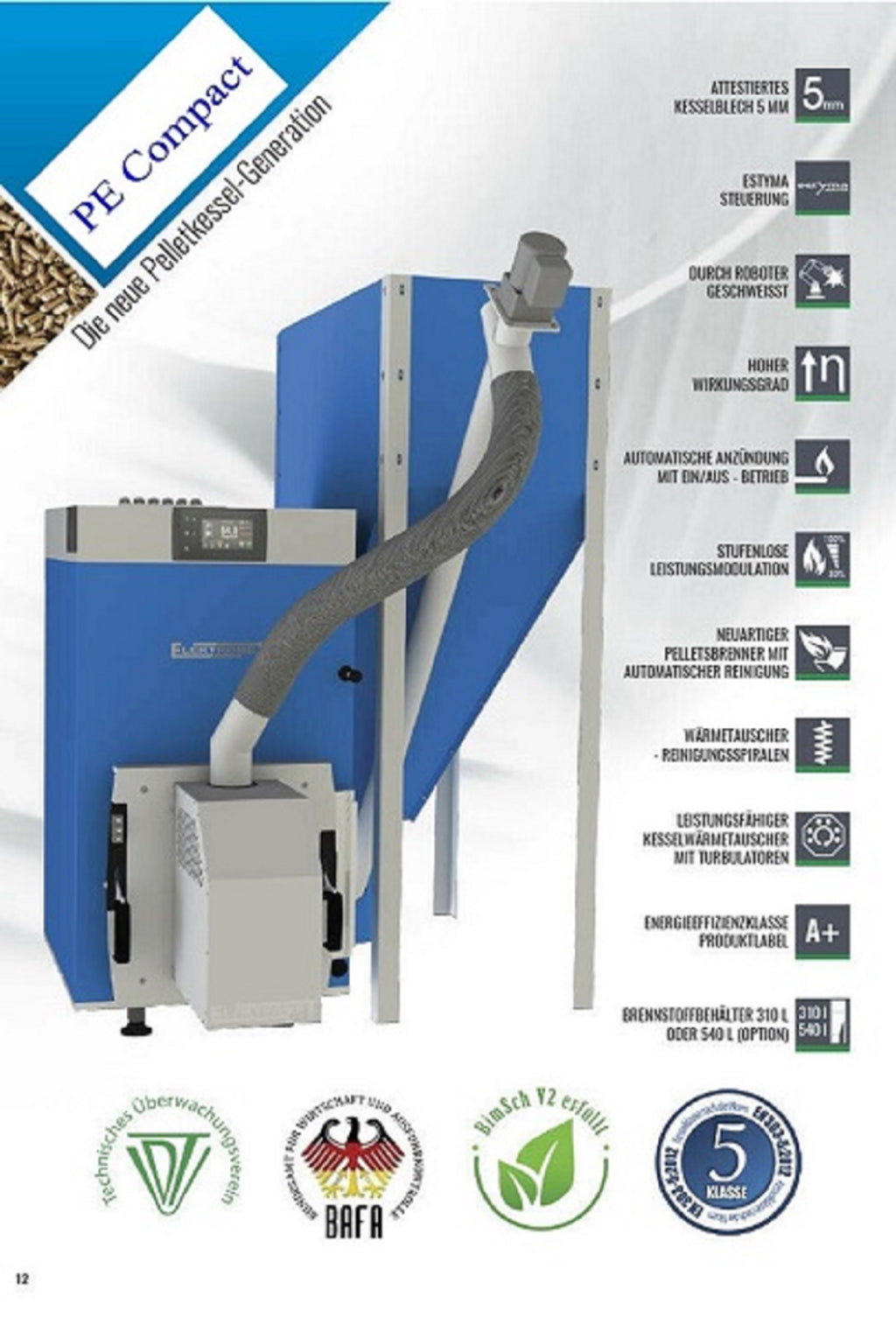 Pelletkessel PE COMPACT 20 Silo 310 L