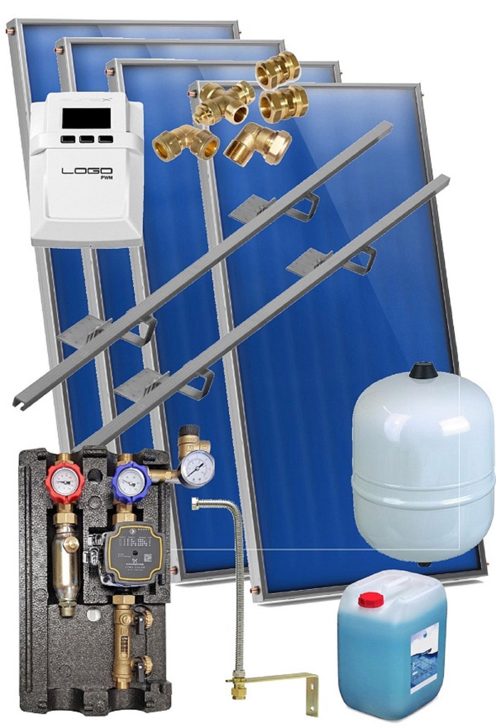 Solaranlage Flachkollektor Solarpaket 4 Kollektoren Typ AMP2,0