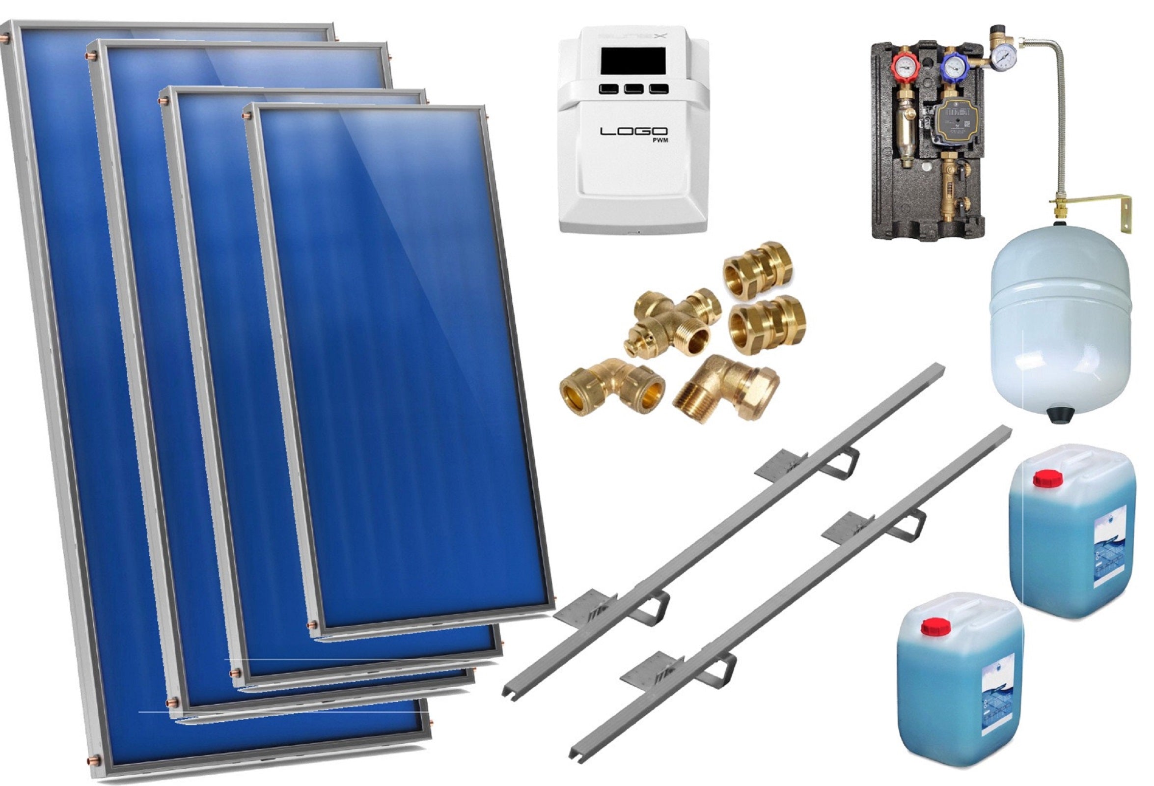 Solaranlage Flachkollektor Solarpaket 4 Kollektoren Typ AMP2,0