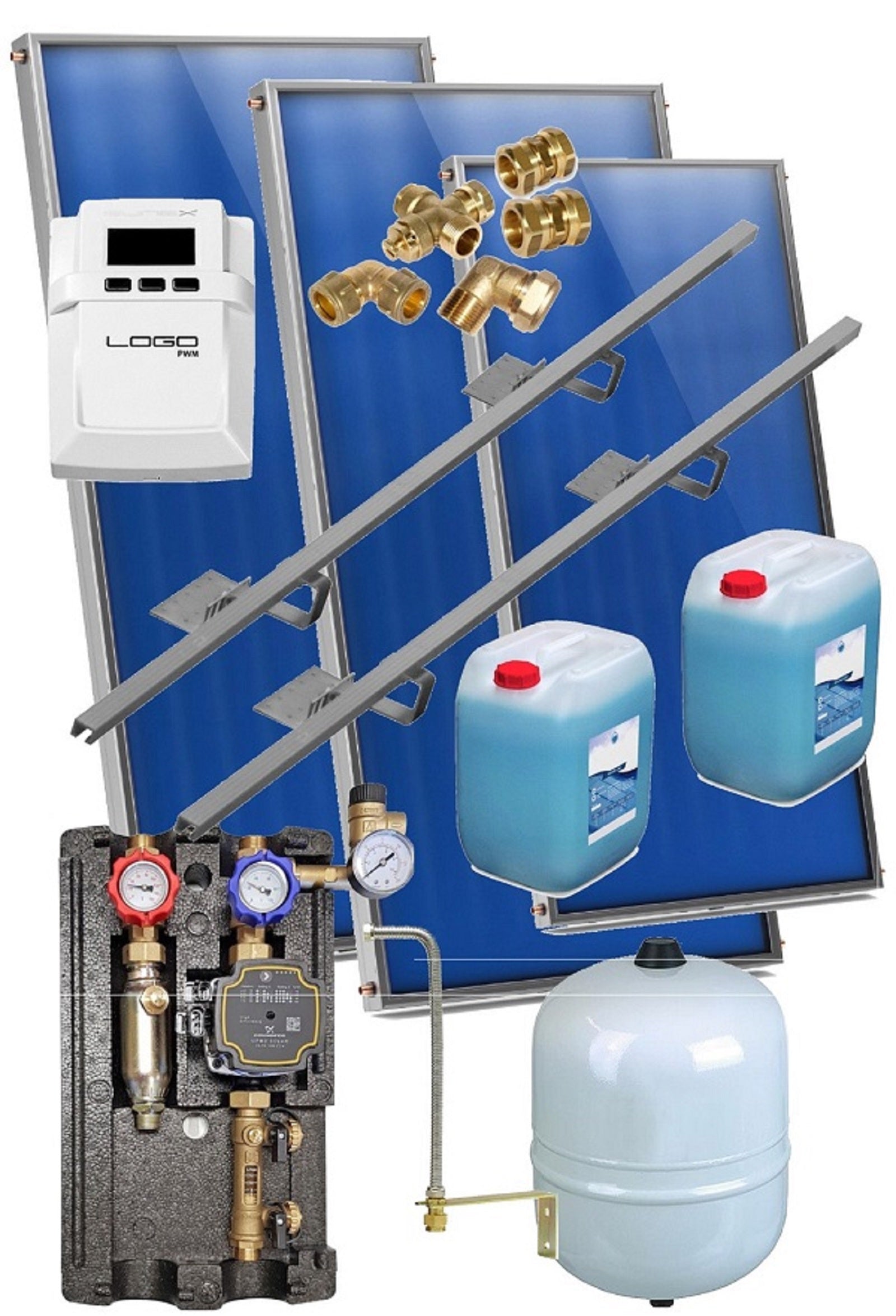 Solaranlage Flachkollektor Solarpaket 3 Kollektoren