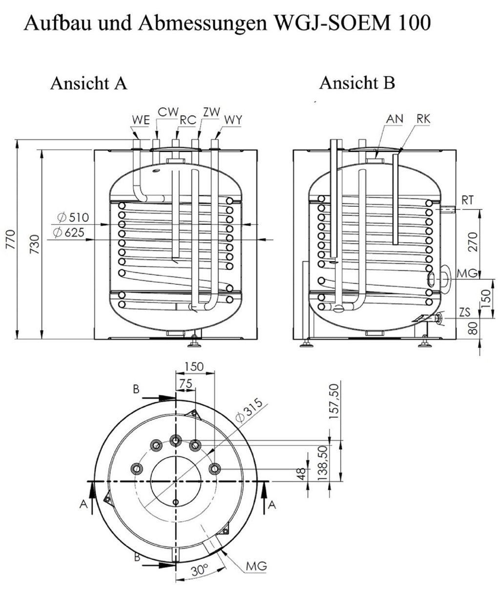 Wärmepumpenspeicher Brauchwasserspeicher Unterstellspeicher 100Liter