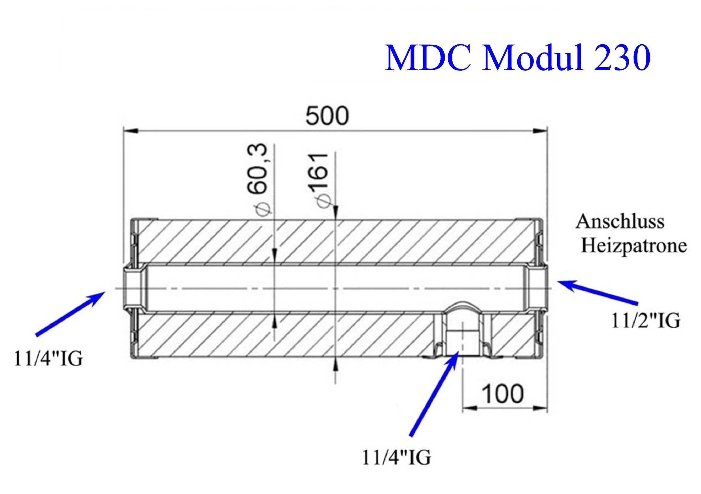Heizmodul PV Nachheizmodul Notheizung MDC 230 mit Heizpatrone 1,5 | 2,0 | 3,0 kW